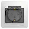 GLOSSA РОЗЕТКА с заземлением со шторками с крышкой, 16А, IP44, в сборе, БЕЛЫЙ GSL00 Systeme Electric