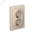 ATLASDESIGN РОЗЕТКА двойная с заземлением, 16А, в сборе, ПЕСОЧНЫЙ Systeme Electric ATN001224