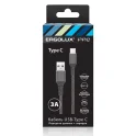 Кабель USB-Type C, 3А, 1,2м, Черный-белый, Ткань, Зарядка+ПД, Коробка ELX-CDC08-C41 ERGOLUX 15309