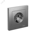 Розетка ATLASDESIGN с заземлением со шторками 16А в сборе сталь Systeme Electric ATN000944