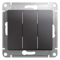 GLOSSA Выключатель трехклавишный схема 3 графит Systeme Electric GSL001331