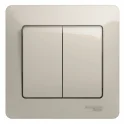 GLOSSA Выключатель двухклавишный в сборе схема 5 молочный Systeme Electric GSL000952