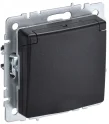 BRITE Розетка с заземлением с защитными шторками и крышкой 16А IP44 РСбш10-3-44-БрЧ черный BR-R1 IEK