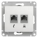 GLOSSA РОЗЕТКА двойная RJ11+RJ45, кат.5Е, механизм, БЕЛЫЙ Systeme Electric GSL000185