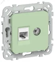 FLITE Розетка 2-местная RJ45/TV категория 5Е UTP РКТВ5е-2-0-ФлФ фисташковый IEK FI-AK22-1-K93