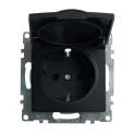 Розетка 1-местная с крышкой с защ. штор (механизм) с/з, 250В, 16А, серия Катрин, GLS16-7112-05, черн