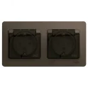 Розетка GLOSSA двойная с заземлением со шторками в сборе IP44 шоколад Systeme Electric GSL000847
