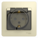 GLOSSA РОЗЕТКА с заземлением со шторками с крышкой, 16А, IP44, в сборе, БЕЖЕВЫЙ GSL Systeme Electric