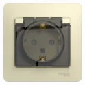 GLOSSA РОЗЕТКА с заземлением со шторками с крышкой, 16А, IP44, в сборе, БЕЖЕВЫЙ GSL Systeme Electric