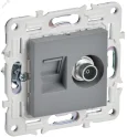 SKANDY Розетка двойная TV+RJ45 кат.5E SK-A14Gr серый IEK SK-AK20-1-K03