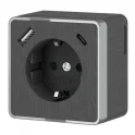 Розетка с заземлением, шторками и USB тип A+C Gallant (графит рифленый) W5071704 Werkel a057704