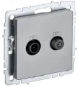 BRITE Розетка двойная TV+SAT РТВ/РСп12-БрА алюминий IEK BR-AF20-O-K47