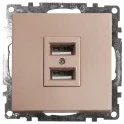 Розетка 2-местная USB (механизм), 250В, 2,1А, серия Катрин, GLS10-7115-02, шампань STEKKER 39602