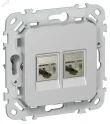 FLITE Розетка 2-местная компьютерная RJ45 категория 5Е STP РК5е-2-1-ФлА алюминий IEK FI-K21-1-K47