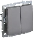 BRITE Выключатель двухклавишный проходной 10А ВС10-2-6-БрС сталь IEK BR-V22-0-10-K46