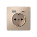 ARTGALLERY РОЗЕТКА 16А с 2 USB A+C, 5В/2,4А/3,0А, 2х5В/1,5А, механизм, ПЕСОЧНЫЙ GAL Systeme Electric