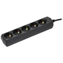 Удлинитель У05 5 мест с/з 5м 3х1мм2 10А 250В чер. GENERICA WYP10-10-05-05-Z-K02-G