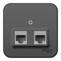 BLANCA О/У РОЗЕТКА двойная компьютерная RJ45, кат.5E, ИЗОЛ.ПЛ.,АНТРАЦИТ Systeme Electric BLNIA045456
