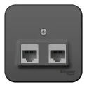 BLANCA О/У РОЗЕТКА двойная компьютерная RJ45, кат.5E, ИЗОЛ.ПЛ.,АНТРАЦИТ Systeme Electric BLNIA045456