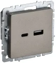 BRITE Розетка USB A+C 18Вт РЮ11-1-БрШ шампань IEK BR-U22-018-K37