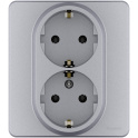 Розетка 2 x 2К+З - немецкий стандарт - 16 А - 250 В~ - INSPIRIA - алюминий Legrand 673752