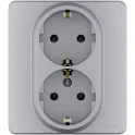 Розетка 2 x 2К+З - немецкий стандарт - 16 А - 250 В~ - INSPIRIA - алюминий Legrand 673752