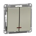 W59 Выключатель двухклавишный с подсветкой 10АХ, механизм, шампань Systeme Electric VS510-251-4-86