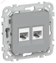 FLITE Розетка 2-местная компьютерная RJ45 категория 5Е UTP РК5е-2-0-ФлС серый IEK FI-K22-1-K03