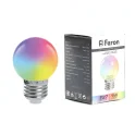 Лампа светодиодная, (1W) 230V E27 RGB G45, LB-37 матовый быстрая смена цвета Feron 38126