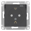 Розетка IP44 AQUA, скрытый монтаж, с заземлением, с крышкой,со шторками, карбон ATN Systeme Electric