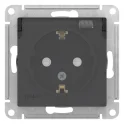 Розетка IP44 AQUA, скрытый монтаж, с заземлением, с крышкой,со шторками, карбон ATN Systeme Electric
