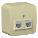 Розетка открытой установки BLANCA двойная компьютерная RJ45, кат.5E, с изолирующей пластиной, белый,