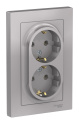 ATLASDESIGN РОЗЕТКА двойная с заземлением, 16А, в сборе, АЛЮМИНИЙ Systeme Electric ATN000324