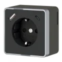 Розетка с заземлением, шторками и USB тип A+C Gallant (чёрный хром) W5071735 Werkel a057702