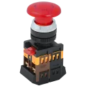 Кнопка AELA-22 "Грибок" красный d22мм неон/240В 1з+1р IEK BBG20-AELA-K04