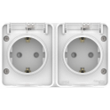 AtlasDesign PROFI IP54 О/У РОЗЕТКА двойная с заземлением со шторками 16А, БЕЛЫЙ ATN Systeme Electric