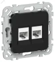 FLITE Розетка 2-местная компьютерная RJ45 категория 6 UTP РК6-2-0-ФлЧ черный IEK FI-K22-2-K02