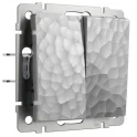 Выключатель двухклавишный проходной (серебряный) Hammer W1222006 Werkel a052084
