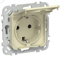 FLITE Розетка с заземлением с защитными шторками и крышкой 16А IP44 РСшкр11-0-44-ФлН навахо FI-R IEK