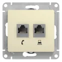 GLOSSA РОЗЕТКА двойная компьютерная RJ45+RJ45, кат.5Е, механизм, БЕЖЕВЫЙ GSL000285K Systeme Electric