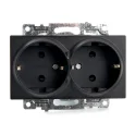 Розетка 2-местная с защитной шторкой (механизм) с/з, 250В, 16А, серия Катрин, GLS16-7114-05, черный 