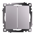 Переключатель 2-клавишный (механизм), 250В, 10А, серия Катрин, серебро, GLS10-7107-03 STEKKER 49168