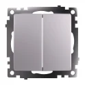 Переключатель 2-клавишный (механизм), 250В, 10А, серия Катрин, серебро, GLS10-7107-03 STEKKER 49168