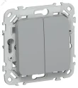 FLITE Выключатель 2-клавишный кнопочный проходной 10А ВС62-2-0-ФлС серый IEK FI-V28-0-10-1-K03