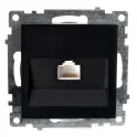 Розетка компьютерная 1-местная RJ-45 (механизм), серия Катрин, GLS00-7107-05, черный STEKKER 39613