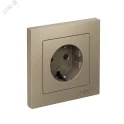 Розетка ATLASDESIGN с заземлением со шторками 16А в сборе шампань Systeme Electric ATN000544