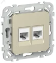 FLITE Розетка 2-местная RJ45/RJ11 категория 5Е/3 UTP РКТ5е/3-2-0-ФлШ шампань IEK FI-KT22-1-K37