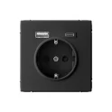 ARTGALLERY РОЗЕТКА 16А с 2 USB A+C, 5В/2,4А/3,0А, 2х5В/1,5А, механизм, КАРБОН GAL00 Systeme Electric