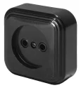 Розетка 1-местная без заземляющим контактом, 250В, 16А, IP20, PST16-20-20 (RA 16-131-Ч), черный STEK