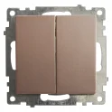 Выключатель 2-клавишный (механизм) 250В, 10А, серия Катрин, GLS10-7104-02, шампань STEKKER 39592